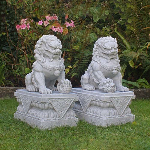 Foo dogs 45cm granite - granite, resin
