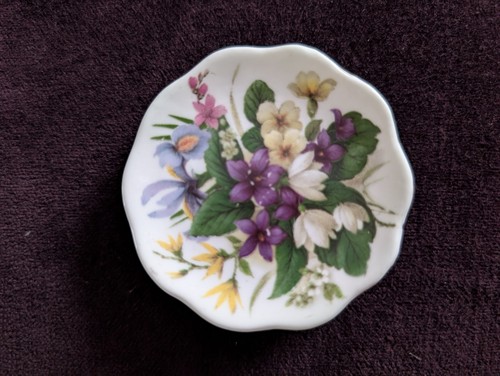 Vintage floral butter pat - floral, dish