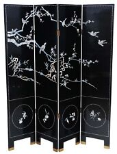 ANTIQUE FINE QUALITY CHINOISERIE C1900 BLACK DRESSING SCREEN ROOM DIVIDER