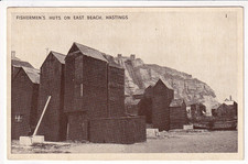 An Early D. Constance Post Card of Fishermen's Huts On East Beach, Hastings.