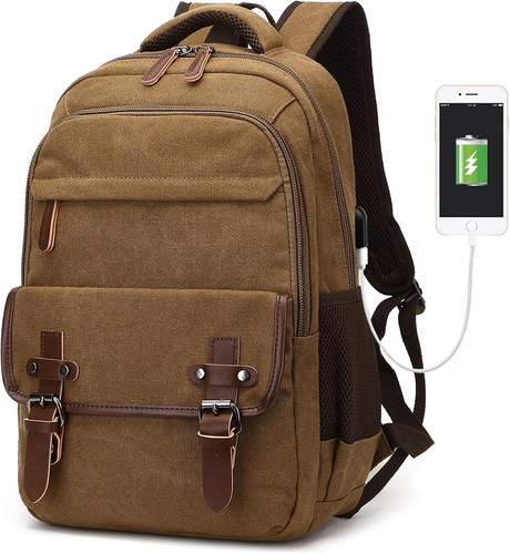 Canvas laptop backpack with - backpack,