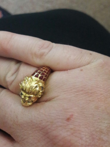 18k lion enamel gold - , antique