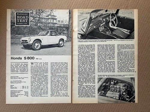 Honda s800 autocar road test - honda,