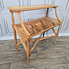 Antique Chippendale Style Faux Bamboo Solid Mahogany Book Trough Bookcase Shelf