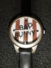 Ladies Dark Dudes Bad Bunny Quartz Watch with Black Faux Leather Strap