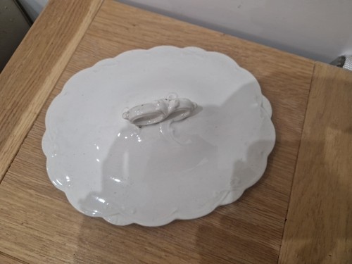 Vintage oval tureen lid - vintage, white
