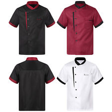 Unisex Short Sleeved Chef Jacket Hotel Restaurant Cook Coat Uniform with Pockets