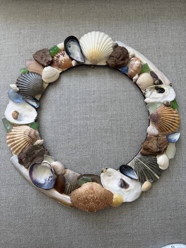 Handmade shell wreath - handmade, 12"
