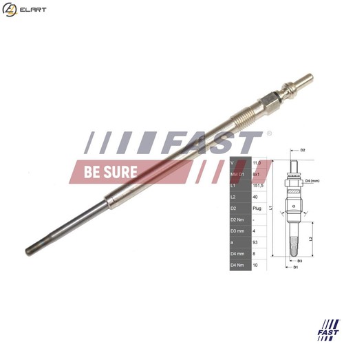 Glow plug ft82706 - plug, fiat