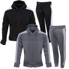 Boys Kids Polyester Tracksuit Slim Fit Jogger Bottom Zip Hoodie Panel 5-14 Years