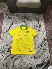 Norwich City FC Full Squad Signed Home Football Shirt 2025/26 With Coa Boxed