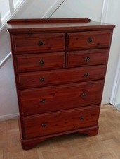 Chest Of Drawers 3 Over 4 Solid Pine Ducal Made in England Vintage Graduated