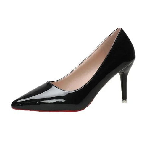 Elegant black patent pointed - black,