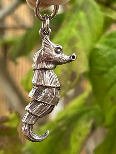Sterling silver seahorse charm - silver,
