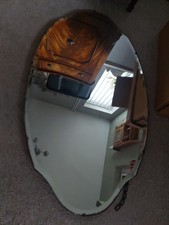 Art Deco Frameless Wall Mirror Vintage Antique With Chain