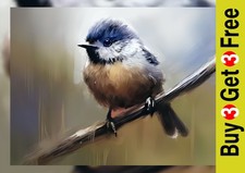 Bold Perched Bluetit, Oil