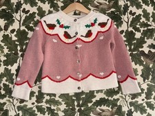 Mini Boden Robin Christmas Pudding Fun Fair Isle Cardigan Festive 4-5 Years