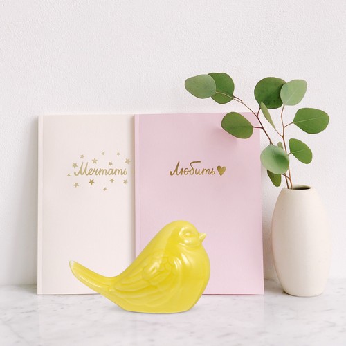 Yellow ceramic bird tabletop - ceramic,