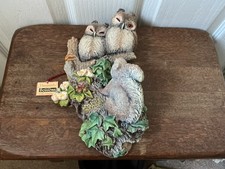 RARE Vintage Bossons England Chalkware Squirrel And Owls Hanging Wall Display