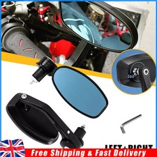 Black Motorcycle 7/8" 22mm Bar End Side Mirrors Rearview For Honda Yamaha Suzuki