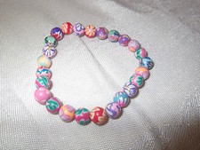 Handmade Polymer Clay Round Ball Bead Bracelet