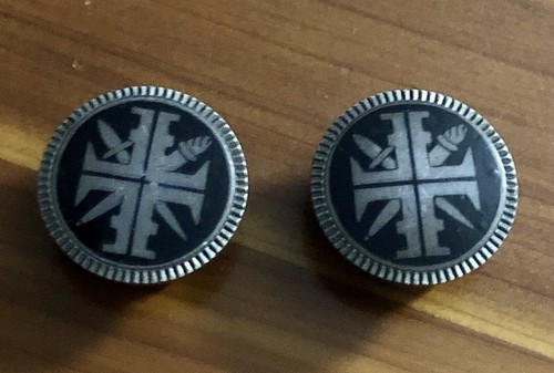 Pair antique silver button - pair,