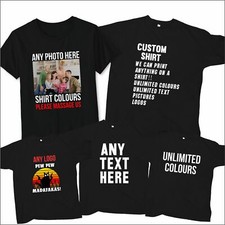 Custom Personalised T Shirt Your Photo Text Logo Printing Black Cotton Tee Shirt
