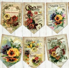 Vintage Garden Summer Flower Annuals Seed Catalogue Shabby Chic Bunting & Ribbon