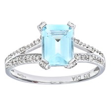 9ct White Gold Emerald Cut