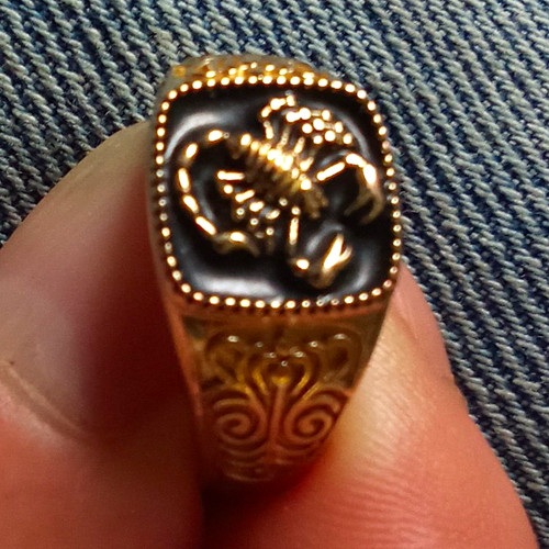 Engraved bronze gold scorpio - bronze,