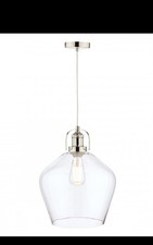 Laura Ashley Rye Clear Glass Ceiling Pendant Light In Polished Nickel
