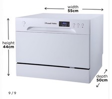Russell Hobbs RHTTDW6S White Table Top Dishwasher with 6 Programmes, 6 Settings