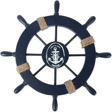 Wooden Ship Wheel Nautical Boat Steering Wheel Beach Home Wall Decoration 28CM