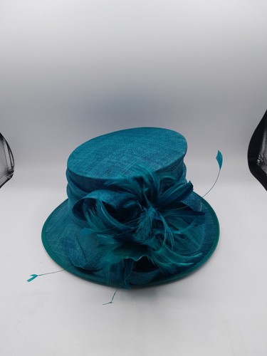 Teal sinamay pillbox hat - teal,