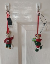 NEXT Bertie Bear & Rosie Rabbit Hanging Christmas Baubles BNWT