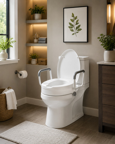 Raised toilet seat with - raised,