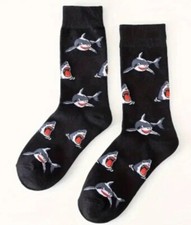 NEW, 1 Pair Black Great White Shark Socks - Unisex Men Women Novelty Gift