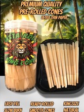 PRE-ROLLED PAPER CONES 100 KING SIZE ORGANIC UNBLEACHED BROWN PAPER CONES