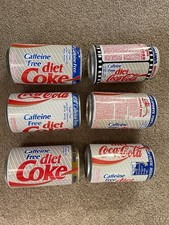 6x Rare Empty Caffeine Free Diet Coke Cans 1989 To 1992 Vintage Inc 3Promotional