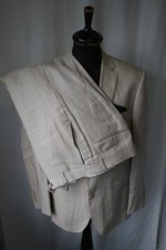 Vtg Blazer beige 100% linen summer 2 piece suit 40" W 34" L 31" mod revival