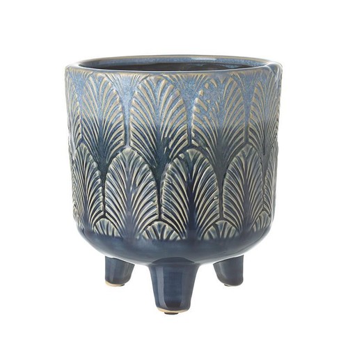 Blue pot leaf geometric - pot,,