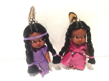Small 8cm Native American Indian Dolls With Feather Headdress