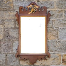 Georgian Chippendale Gilt Mahogany Hoho Bird Fretwork Pier-glass Wall Mirror