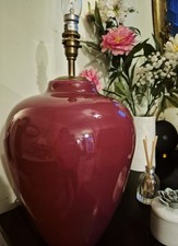 Vintage Laura Ashley Large Maroon Red Ceramic Table Lamp Base Only 39cmH VGC