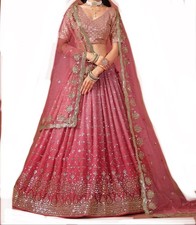 Beautiful Pink Two Tone Lengha, Lovely Embroidery Work, Size Small