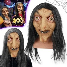 Long Hair Old Witch Mask
