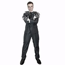 Jack King Skellington Halloween Skeleton Bone Adult Cosplay Costume Fancy Dress