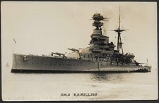HMS RAMILLIES. GENUINE PC. ROYAL NAVY. DREADNOUGHT BATTLESHIP.