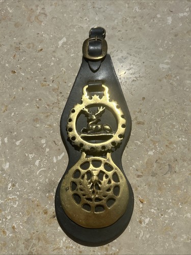 Horse brass leather strap - horse,