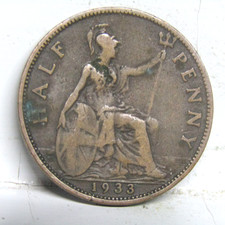 1933 Half Penny Coin George V